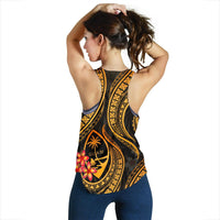 Guam Polynesian Women Racerback Tank - Gold Plumeria - Polynesian Pride