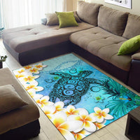 Polynesian Turtle Area Rug, Plumeria with Hibiscus - Polynesian Pride