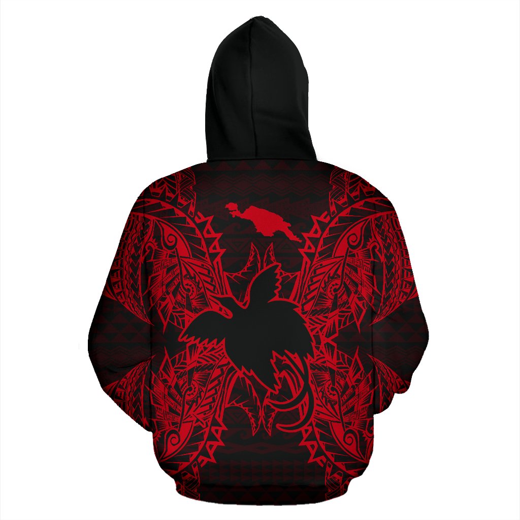 Papua New Guinea Polynesian ll Over Hoodie Map Red - Polynesian Pride
