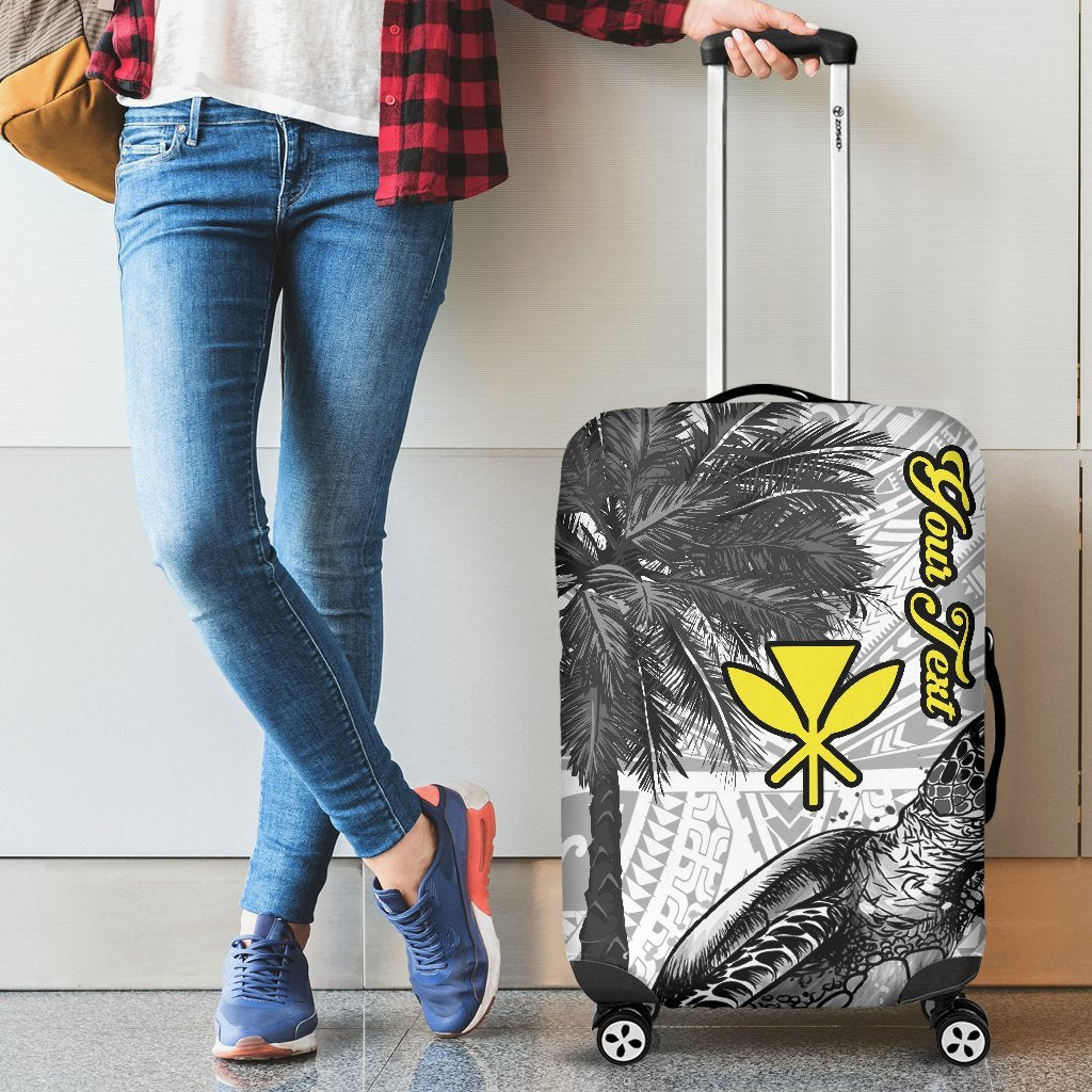 Hawaii Custom Personalised Luggage Covers - Turtle Palm Tree White - Polynesian Pride