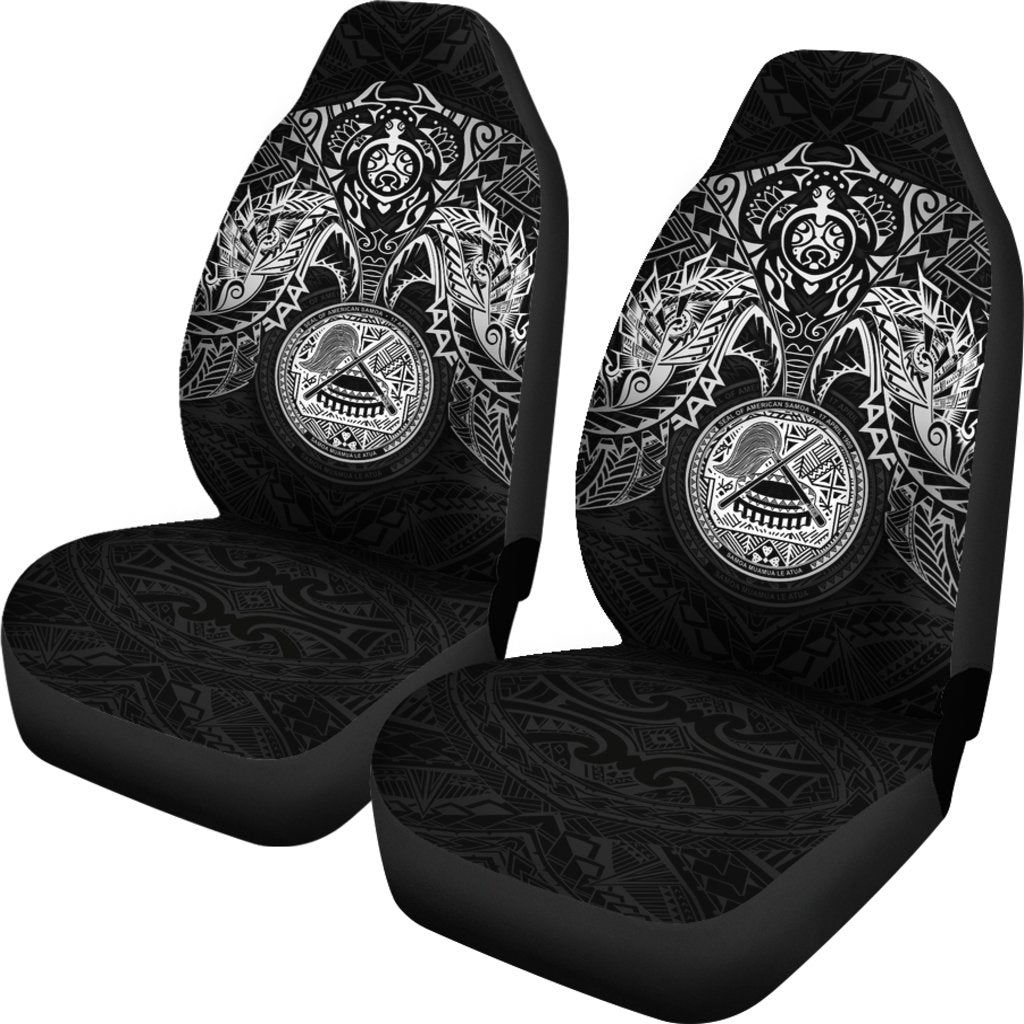 American Samoa Car Seat Covers - American Samoa Seal White Turtle Manta Ray - Polynesian Pride