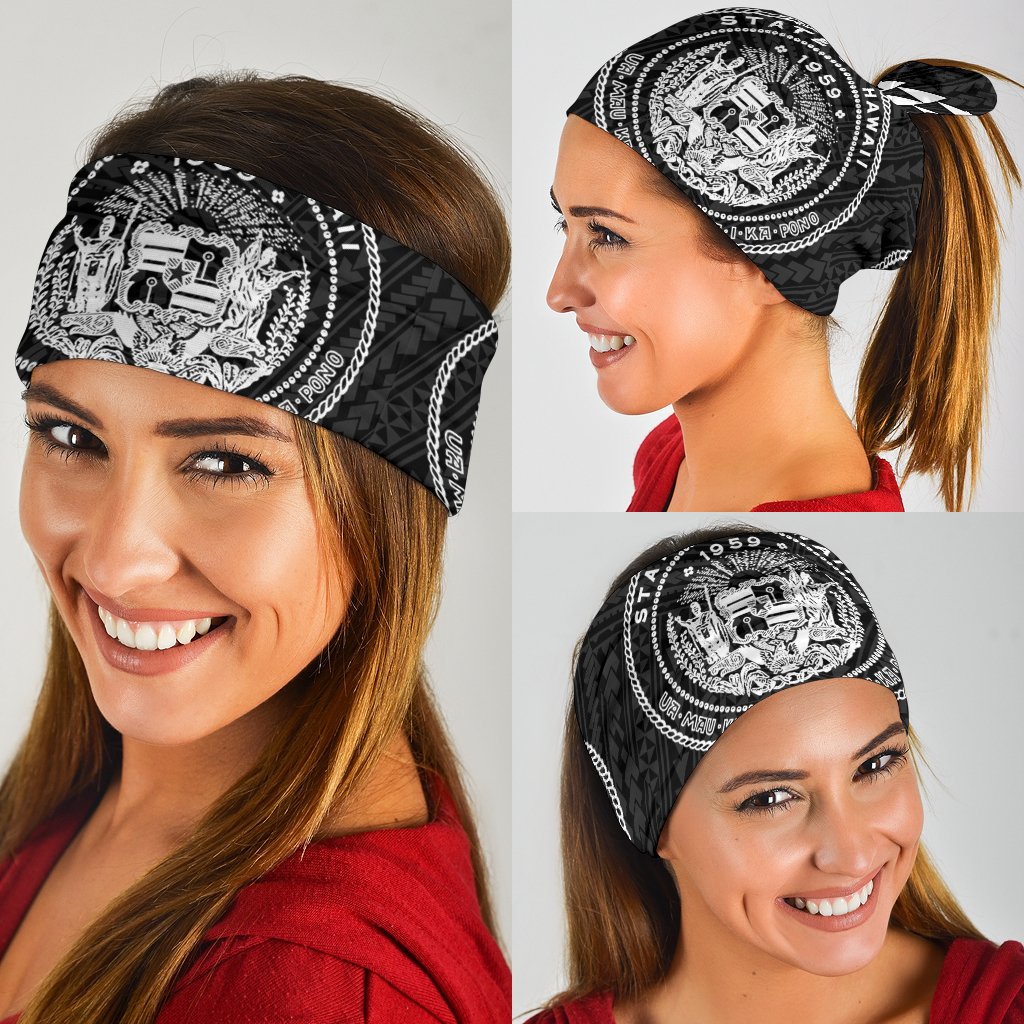 Hawaii Kakau Polynesian Coat Of Arms Bandana 3 - Pack - White - Polynesian Pride