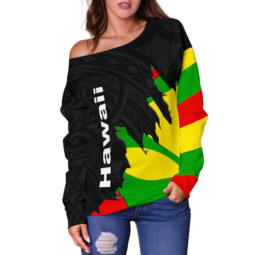 Hawaii Women's Off Shoulder Sweater - Wrap Style - Polynesian Pride