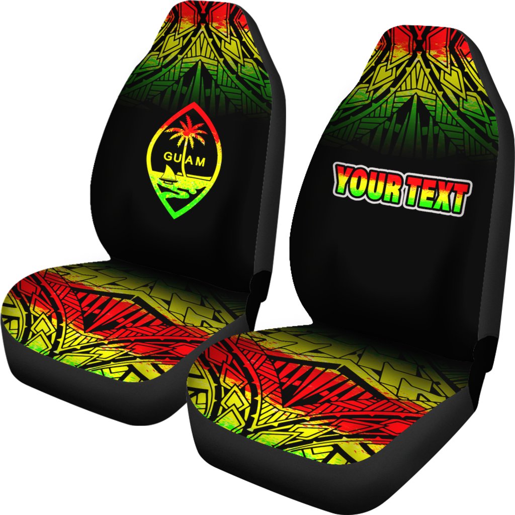 Guam Custom Personalised Car Seat Covers - Guam Coat Of Arms Fog Reggae Style - Polynesian Pride