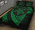 Hawaiian Map Hibiscus Turtle Fish Hook Polynesian Quilt Bedding Set Green - Polynesian Pride