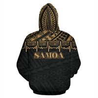 Samoa Polynesian All Over Zip up Hoodie Gold Heartbeat Style - Polynesian Pride