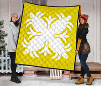 Hawaiian Premium Quilt Royal Pattern - Yellow - A2 Style - Polynesian Pride