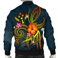 Kosrae Polynesian Men's Bomber Jacket - Legend of Kosrae (Blue) - Polynesian Pride