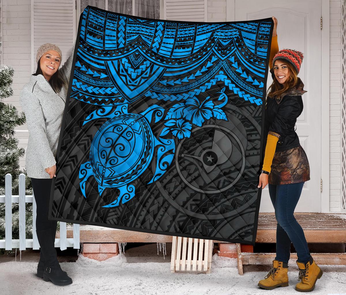 Yap Polynesian Premium Quilt - Blue Turtle - Polynesian Pride