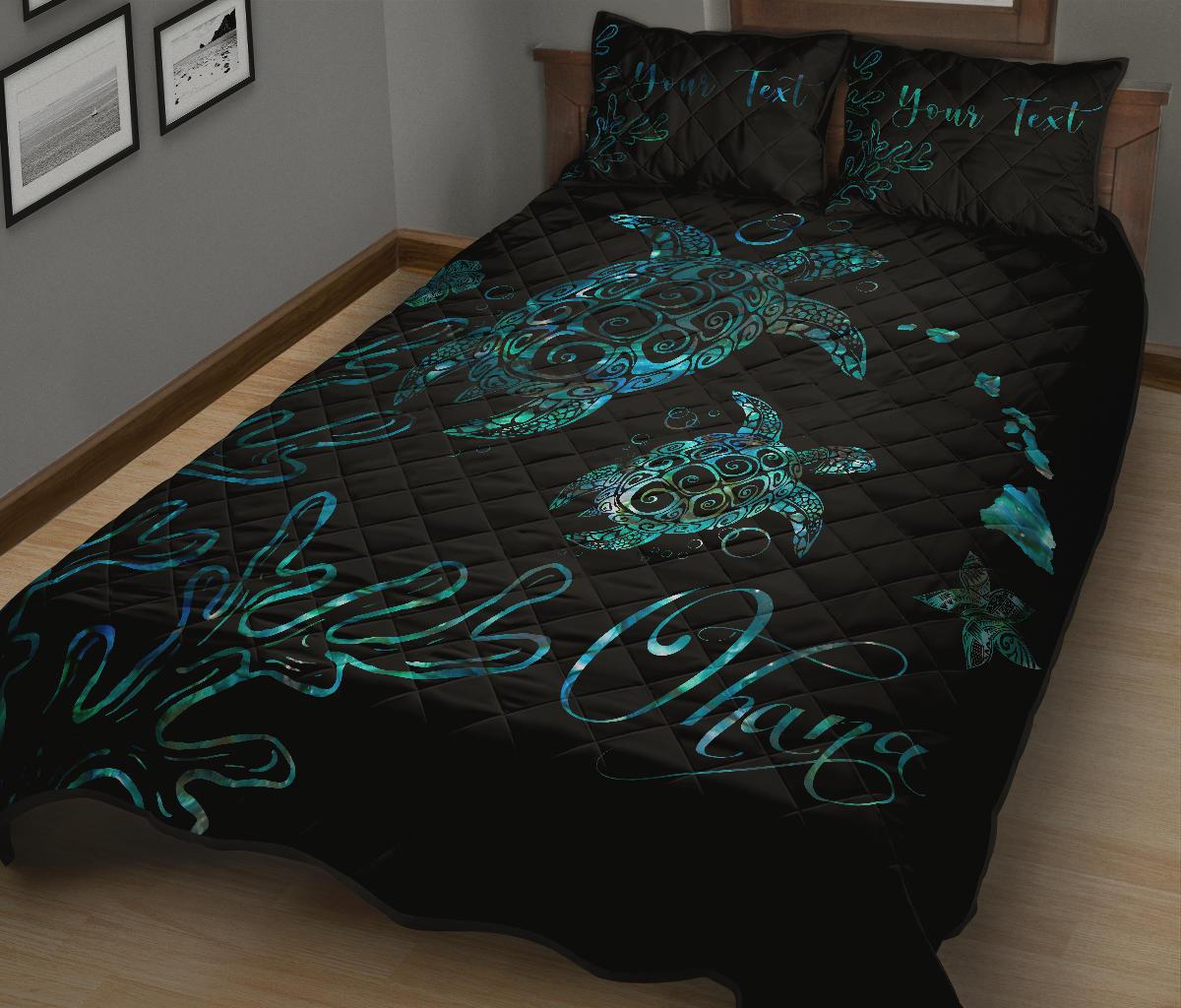 Personalized - Hawaii Turtle Ohana Paua Shell Quilt Bed Set - Polynesian Pride