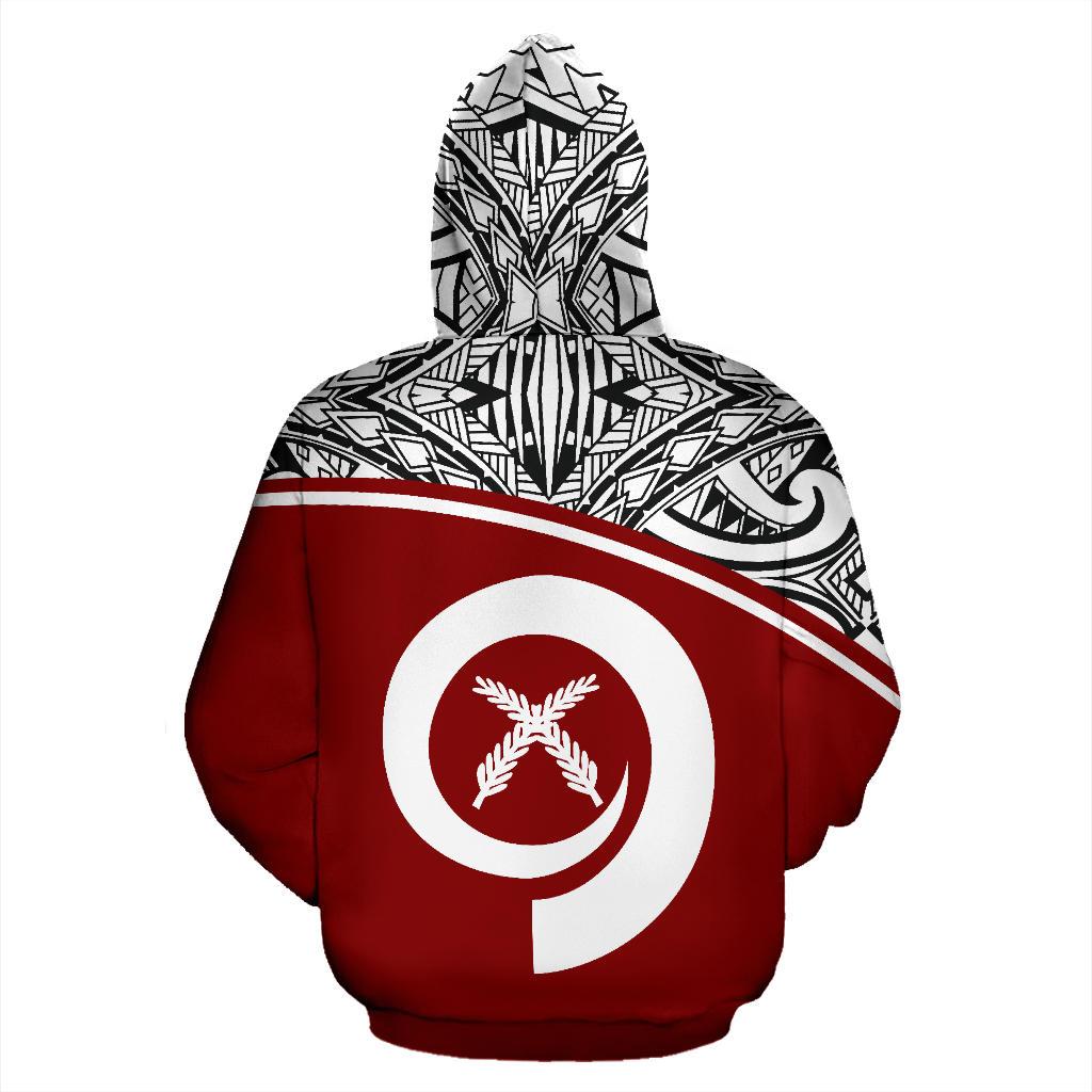 Vanuatu Polynesian Zip up Hoodie Red Curve - Polynesian Pride
