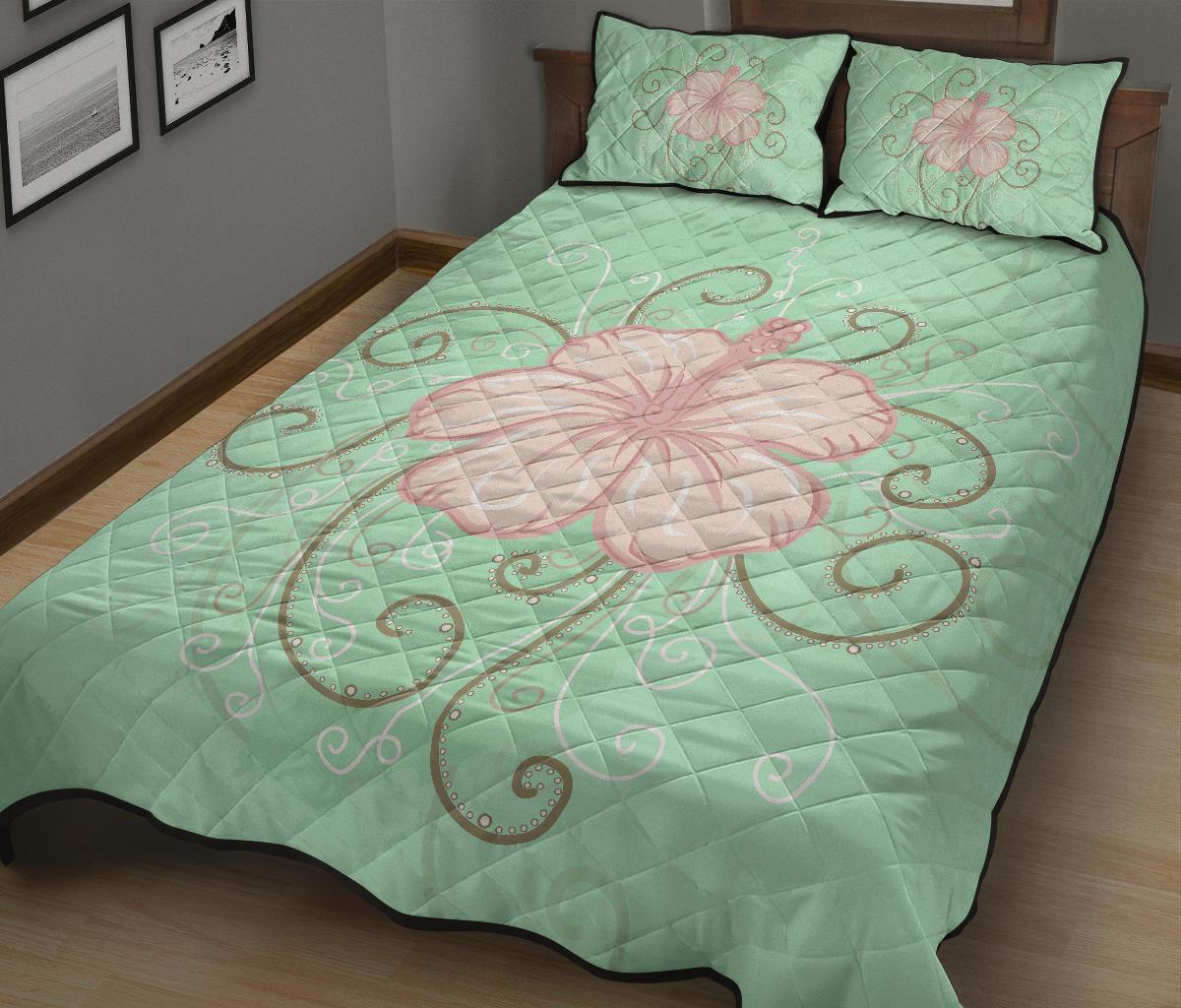 Hawaii Hibiscus Pastel Quilt Bed Set - Polynesian Pride