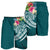 Kosrae Polynesian Men's Shorts - Summer Plumeria (Turquoise) - Polynesian Pride