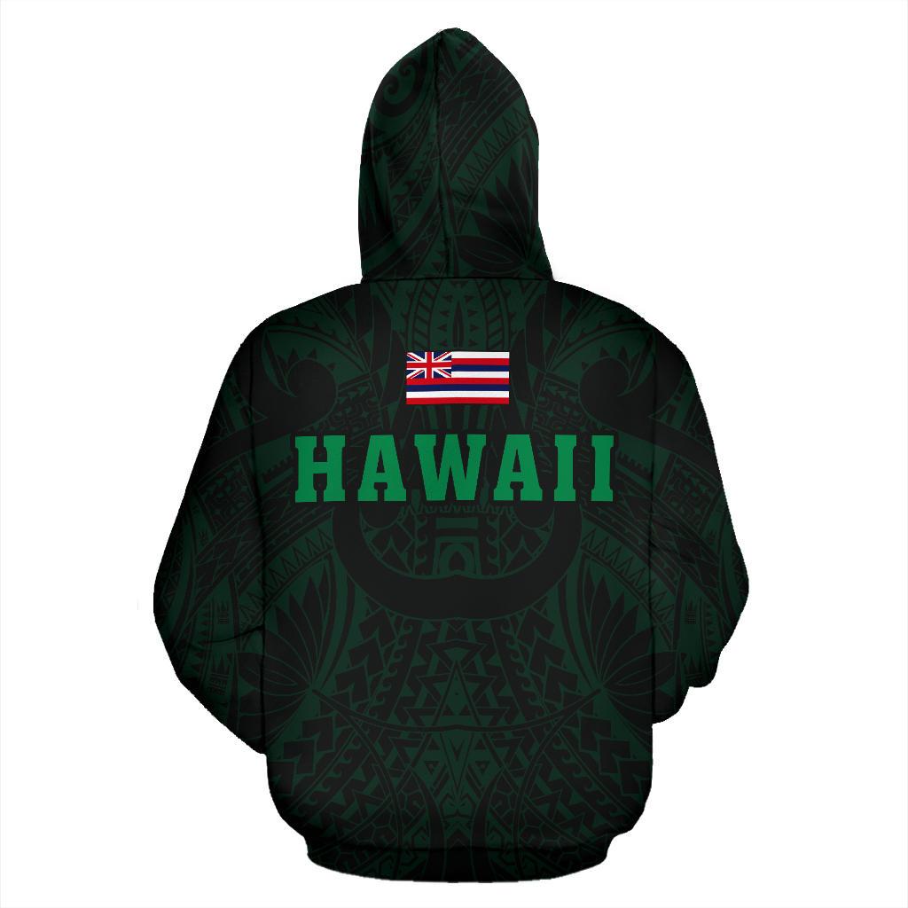 Polynesian Kamapuaa Flag of Hawaii Hoodie Green Hawaiian Mythology Style - Polynesian Pride