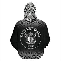 Niue Polynesian Custom Zip up Hoodie Fog Black - Polynesian Pride