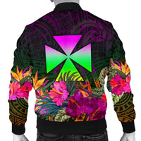Wallis and Futuna Personalised Men's Bomber Jacket - Summer Hibiscus - Polynesian Pride