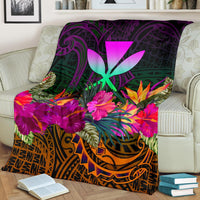 Polynesian Hawaii Kanaka Maoli Premium Blanket - Summer Hibiscus - Polynesian Pride