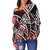 Niue Women's Off Shoulder Sweaters - Tribal Flower Special Pattern Red Color - Polynesian Pride