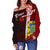 Tuvalu Polynesian Custom Personalised Women's Off Shoulder Sweater - Coat Of Arm With Hibiscus - Polynesian Pride