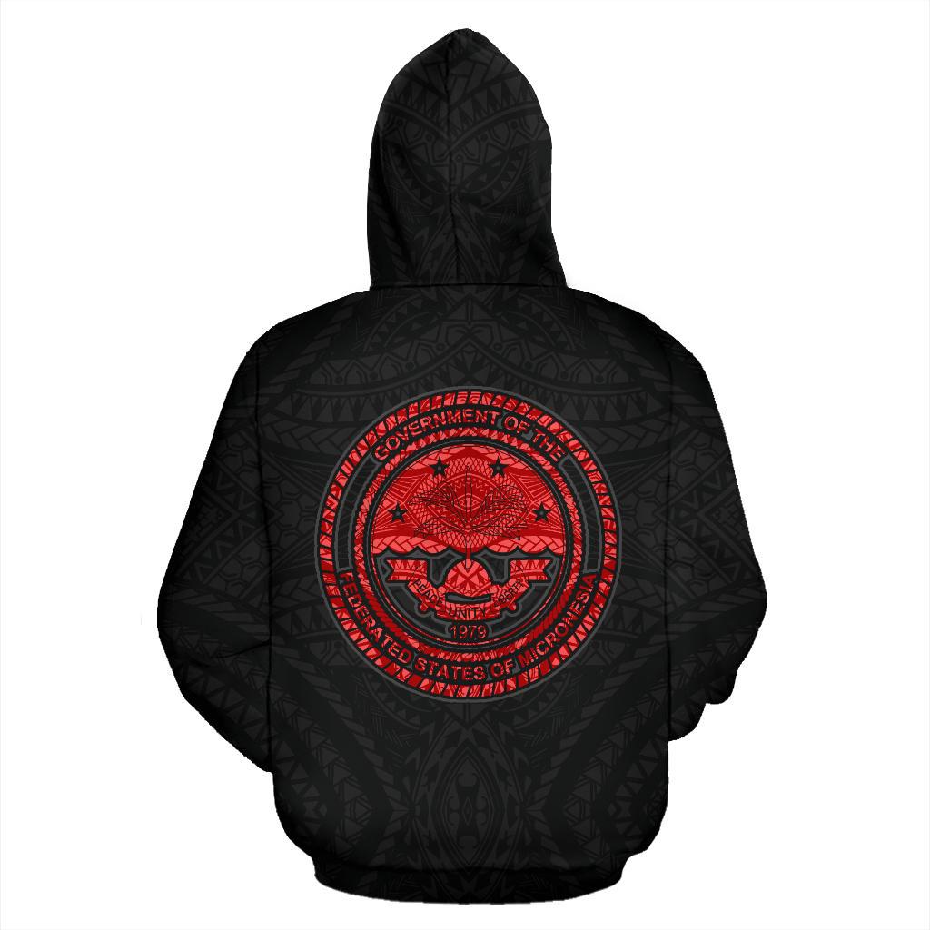 Federates States of Micronesia Zip up Hoodie Micronesian Warrior Red - Polynesian Pride