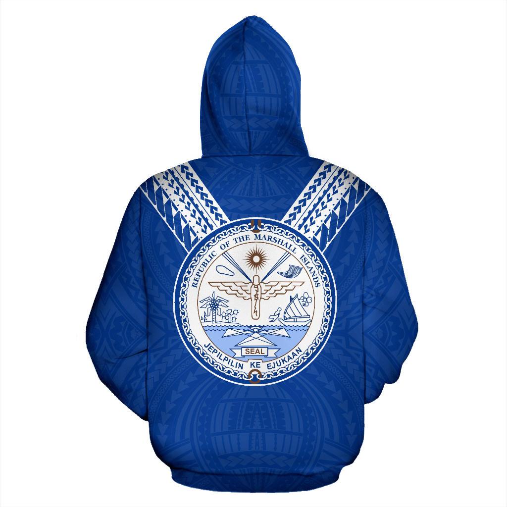Marshall Islands All Over Zip up Hoodie Blue Sailor Style - Polynesian Pride