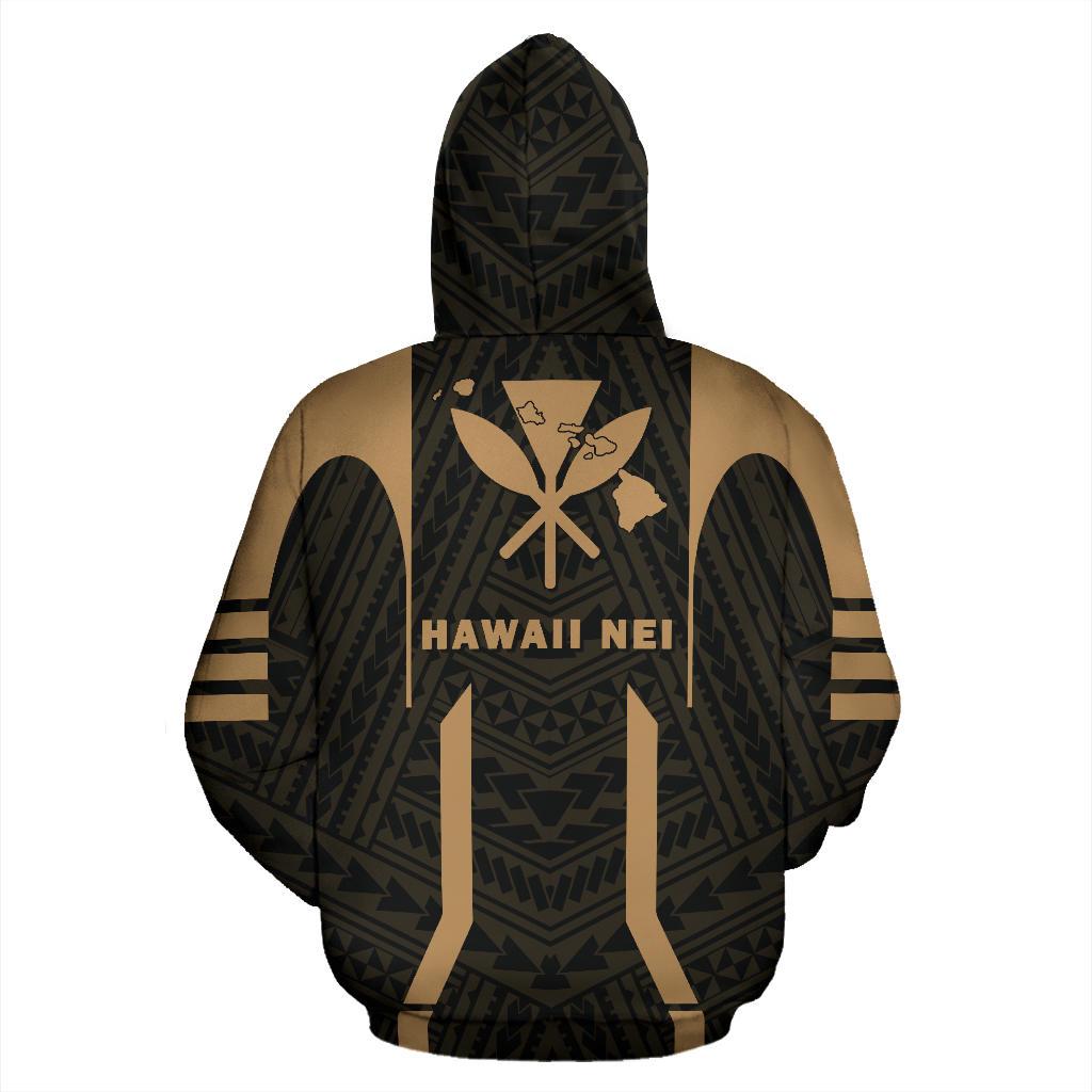 Hawaii Kanaka Polynesian Zip up Hoodie Gold - Polynesian Pride