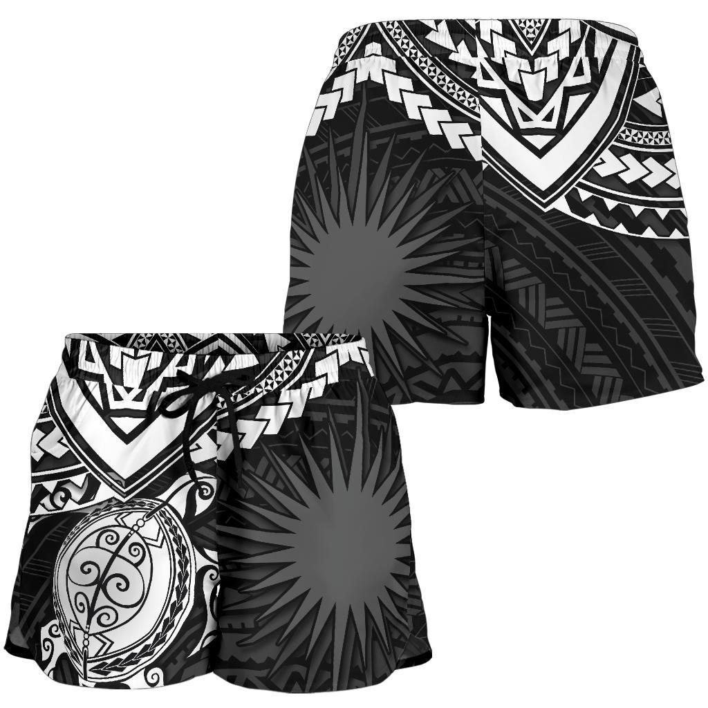 Marshall Islands Polynesian Shorts (Women) - White Turtle - Polynesian Pride