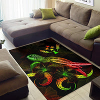 Kosrae Polynesian Area Rugs - Turtle With Blooming Hibiscus Reggae - Polynesian Pride