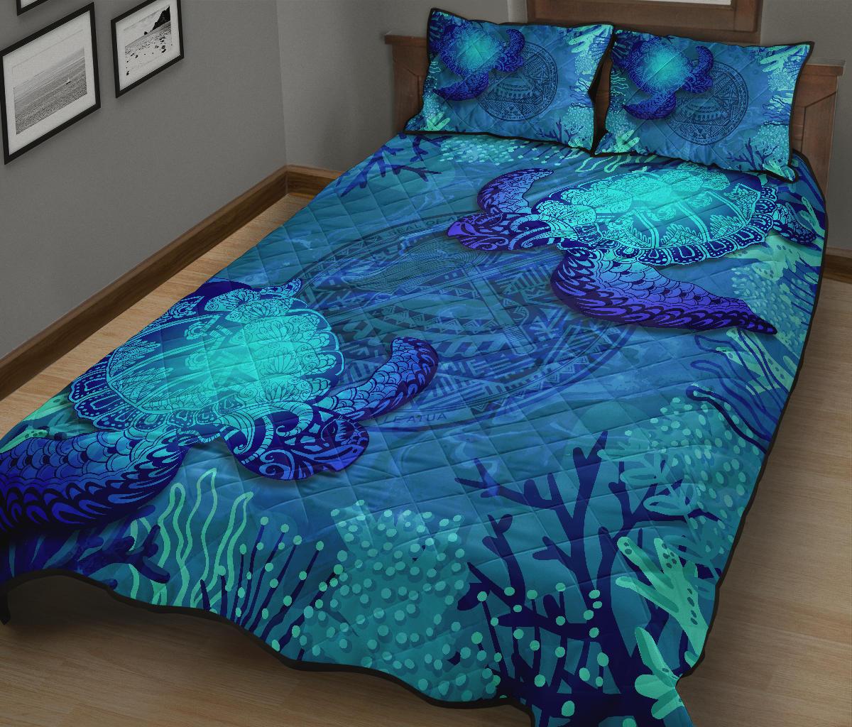 American Samoa Polynesian Quilt Bed Set - American Samoa Seal & Sea Turtle - Polynesian Pride