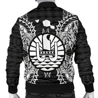French Polynesia Polynesian Men's Bomber Jacket Map Black - Polynesian Pride