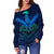 Maori Manaia New Zealand Off Shoulder Sweater Blue - Polynesian Pride