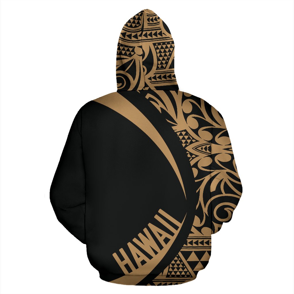 Hawaii Polynesian Zip up Hoodie Tribal Golden Color 2.0 Circle Style - Polynesian Pride