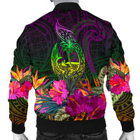Guam Polynesian Men's Bomber Jacket - Summer Hibiscus - Polynesian Pride