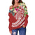 Tonga Polynesian Women's Off Shoulder Sweater - Summer Plumeria (Red) - Polynesian Pride