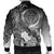 Kosrae Men's Bomber Jacket - Humpback Whale with Tropical Flowers (White) - Polynesian Pride