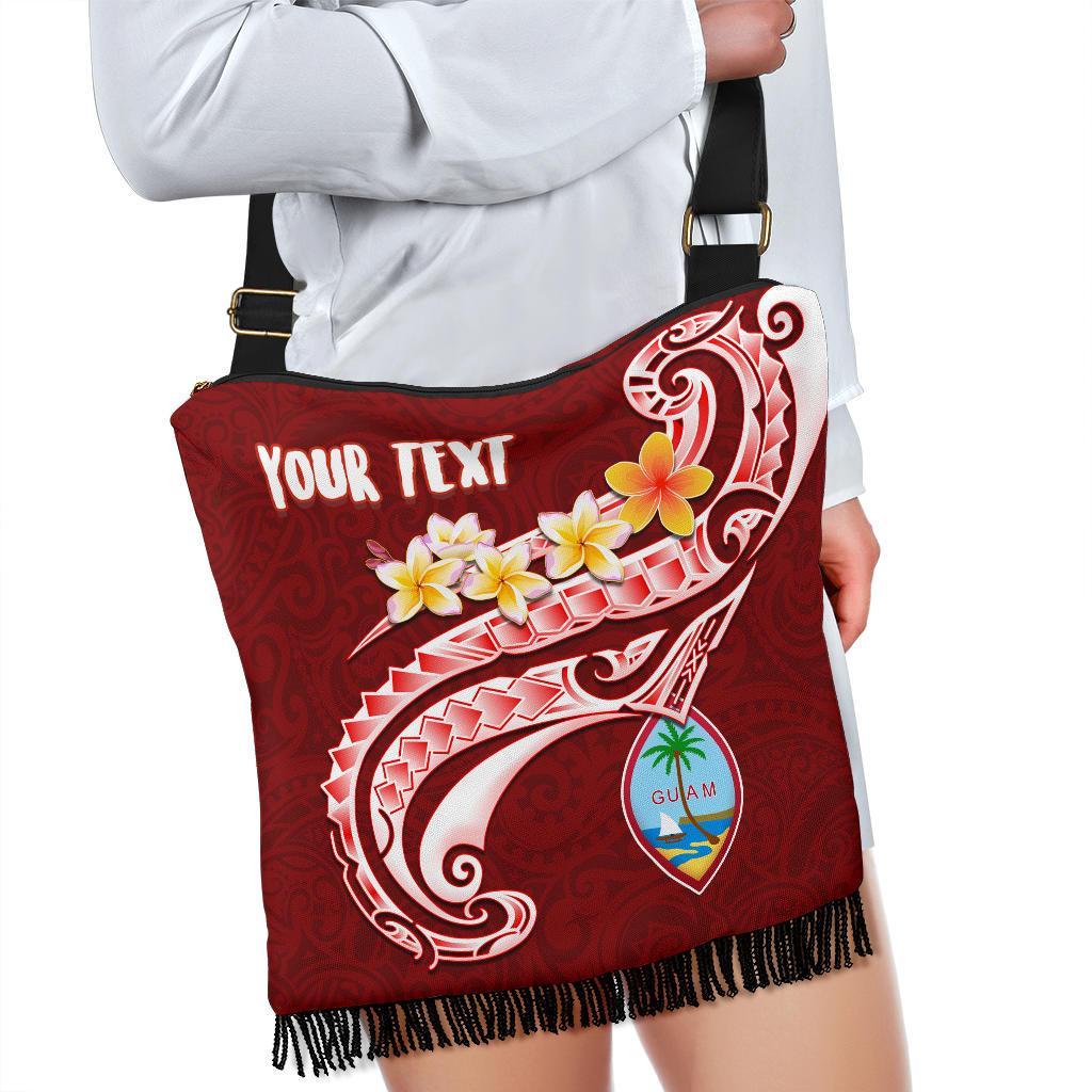 Guam Personalised Boho Handbag - Guam Seal Polynesian Patterns Plumeria (Red) - Polynesian Pride