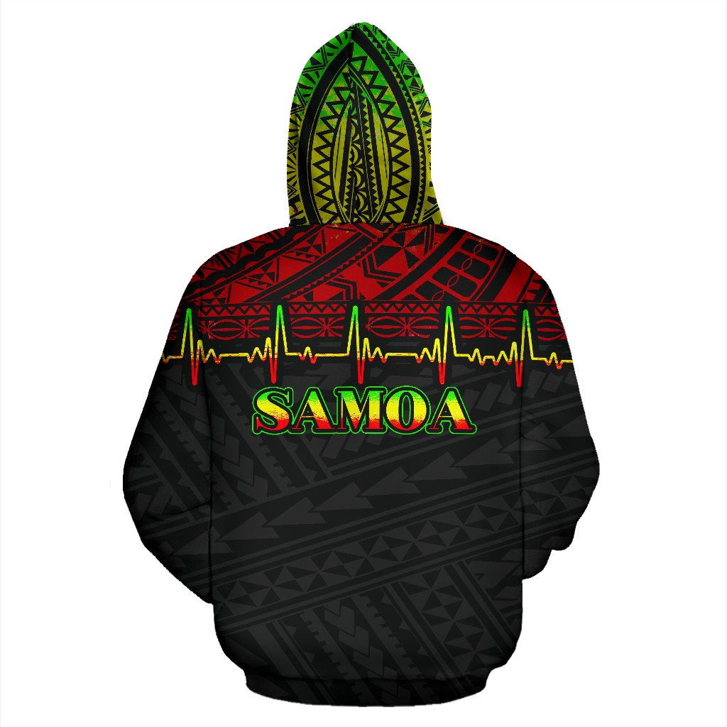 Samoa Polynesian All Over Hoodie Reggae Heartbeat Style - Polynesian Pride