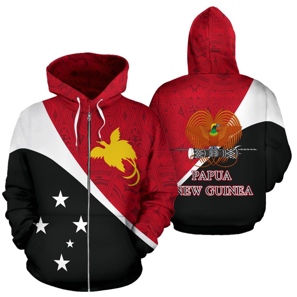 Papua New Guinea All Over Zip up Hoodie Split Style Unisex Black - Polynesian Pride