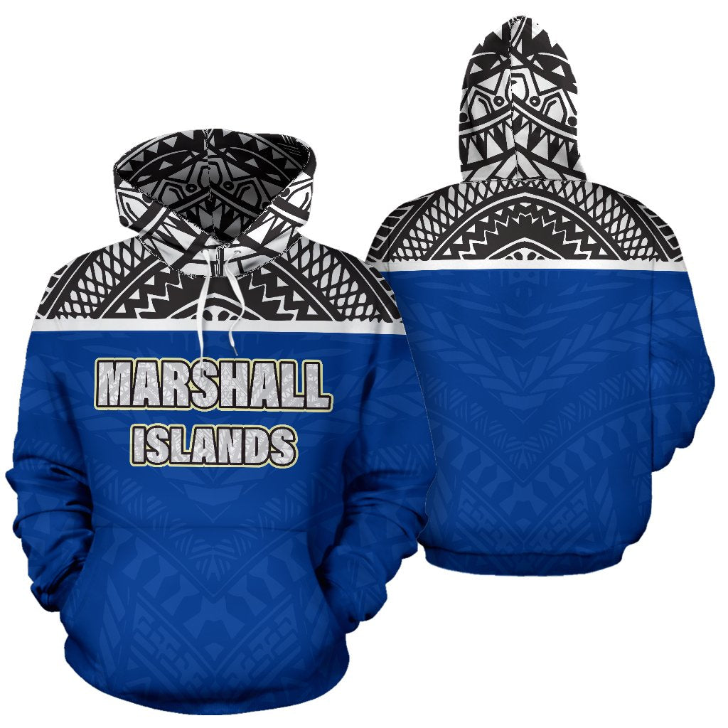 Marshall Islands All Over Hoodie Micronesian Style Unisex Blue - Polynesian Pride