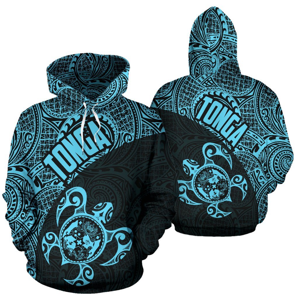 Tonga Hoodie Tonga Coat of Arms In Turtle Polynesian Tattoo 030 Unisex Black - Polynesian Pride