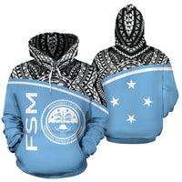 Federated States of Micronesia All Over Hoodie Micronesia Curve Blue Style Unisex Blue - Polynesian Pride