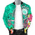 Hawaii Polynesian Men's Bomber Jacket - Hawaii Seal With Turtle Plumeria (Turquoise) - Polynesian Pride