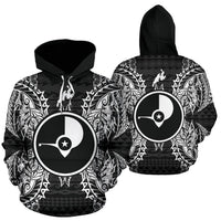 Yap Polynesian ll Over Hoodie Map Black Unisex Black - Polynesian Pride