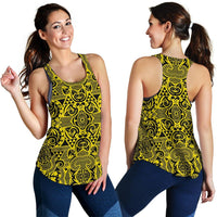 Polynesian Kakau Turtle Yellow Women's Racerback Tank Top - Polynesian Pride