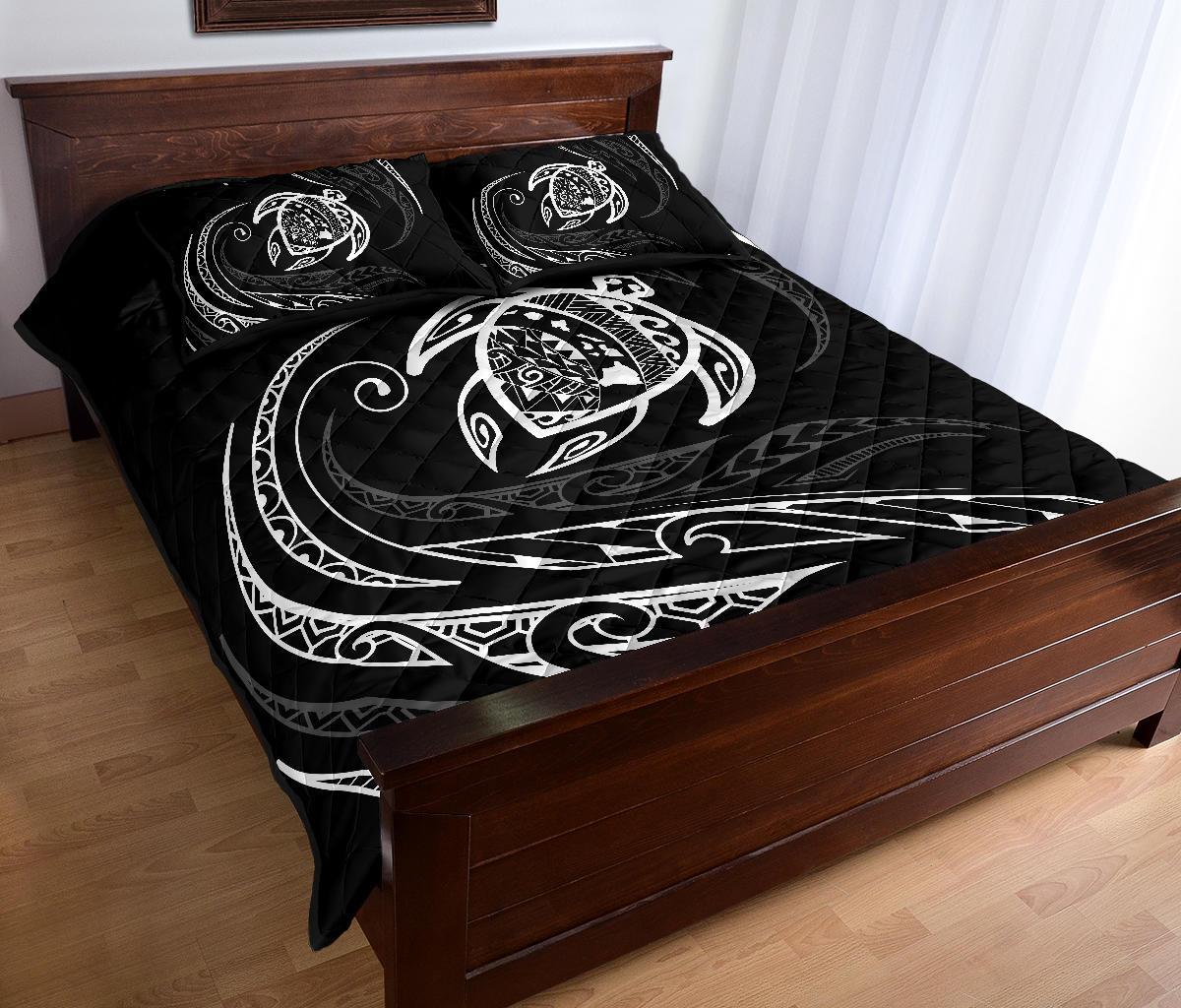 Hawaii Turtle Quilt Bed Set - White - Frida Style - Polynesian Pride