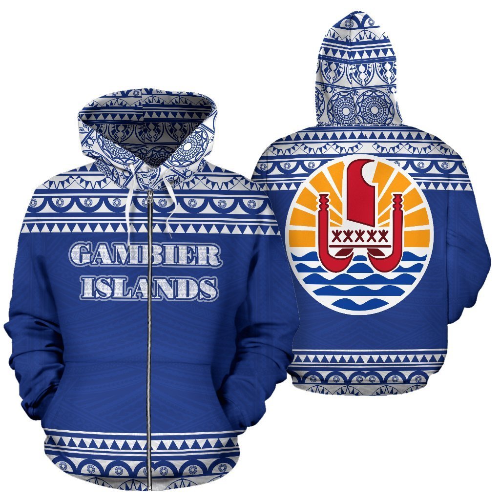 Gambier All Over Zip up Hoodie Polynesian Hoodie Style Unisex White - Polynesian Pride