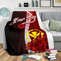 Hawaii Polynesian Custom Personalised Premium Blanket - Coat Of Arm With Hibiscus - Polynesian Pride