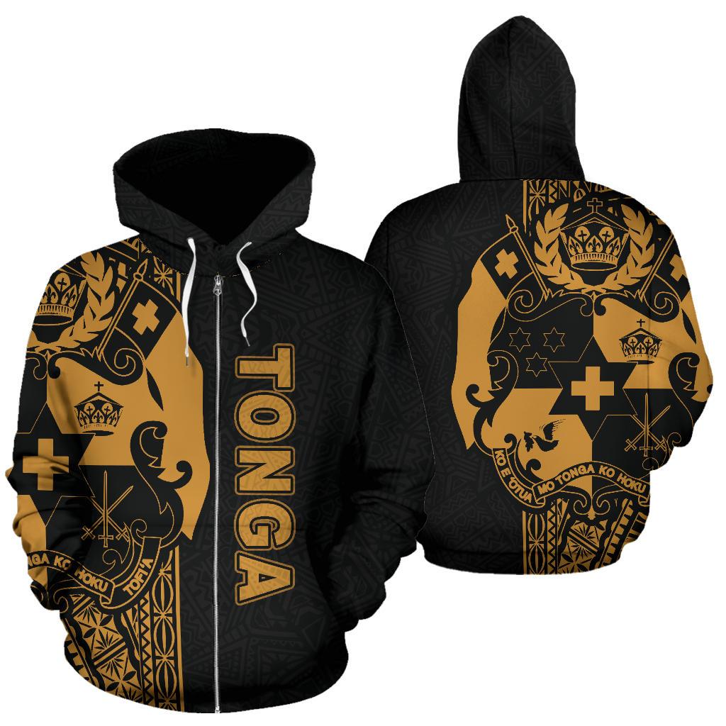 Tonga Polynesian Zip up Hoodie Yellow Line Unisex Yellow - Polynesian Pride