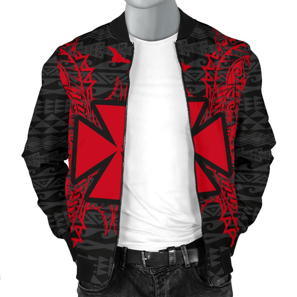 Wallis And Futuna Polynesian Men's Bomber Jacket Map Red - Polynesian Pride