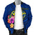 Hawaii Polynesian Men's Bomber Jacket - Floral With Seal Blue - Polynesian Pride